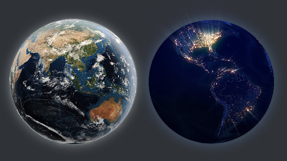 3d-карта Земли, день и ночь