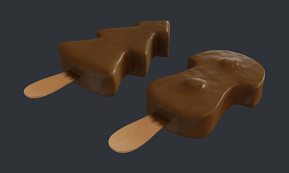 Мороженое Елочка и Грибочек - 3d-визуализация